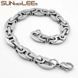 Stainless Steel Bracelet 10mm Box Byzantine Link Chain