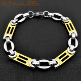 Geometric Link Chain Bracelet 10mm Stainless Steel Silver Plated