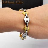 Stainless Steel Geometric Link Chain Bracelet 11mm Silver Plated