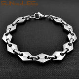Stainless Steel Geometric Link Chain Bracelet 11mm Silver Plated