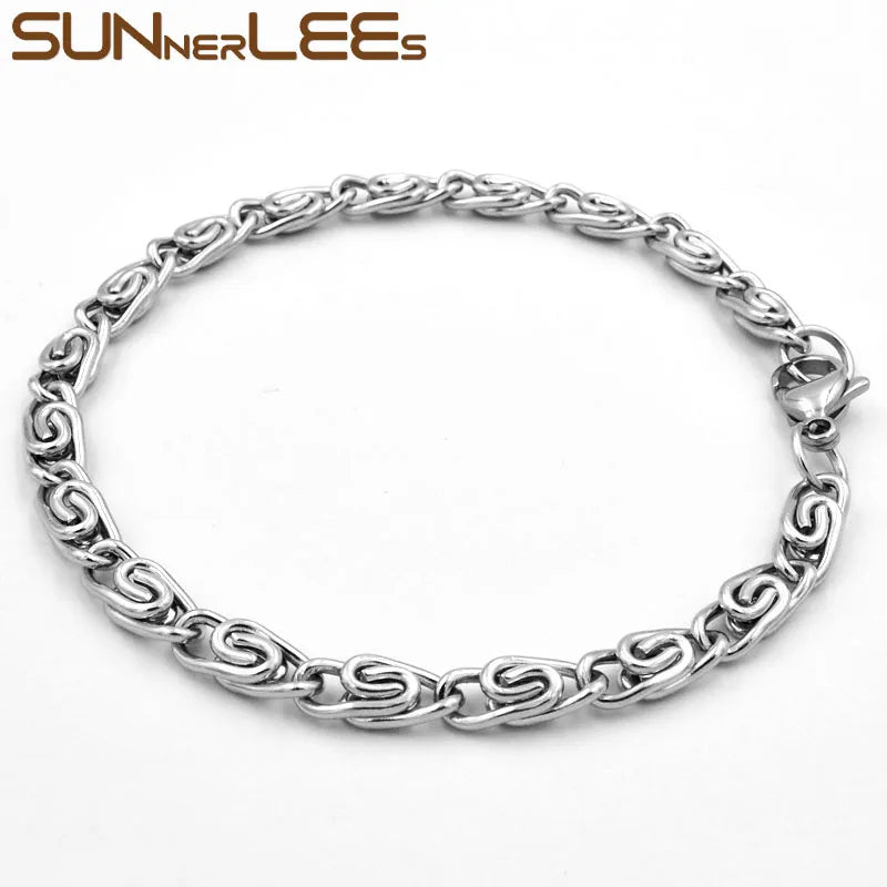 Stainless Steel Bracelet Snail Style Chain Silver SC03 B