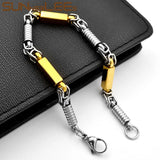 Stainless Steel Geometric Link Chain Bracelet 5mm Silver Plated