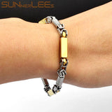 Stainless Steel Geometric Link Chain Bracelet 5mm Silver Plated