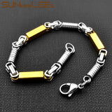 Stainless Steel Geometric Link Chain Bracelet 5mm Silver Plated