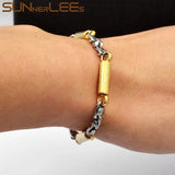 Geometric Link Chain Bracelet Silver Plated Unisex Gift