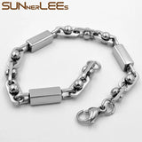 Stainless Steel Geometric Beads Link Chain Bracelet SC145 B
