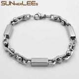 Stainless Steel Geometric Beads Link Chain Bracelet SC145 B