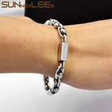 Stainless Steel Geometric Beads Link Chain Bracelet SC145 B