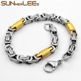 Stainless Steel Bracelet Byzantine Link Chain Silver Plated SC64 B
