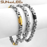Stainless Steel Bracelet Byzantine Link Chain Silver Plated SC64 B