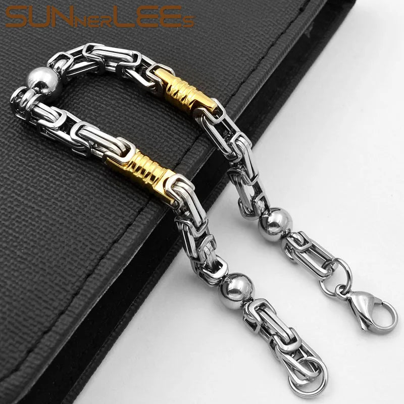 Stainless Steel Byzantine Chain Bracelet 6mm