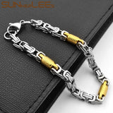 Stainless Steel Bracelet Byzantine Link Chain Silver Plated SC64 B