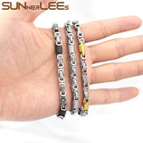 Stainless Steel Bracelet Byzantine Link Chain Silver Plated SC64 B