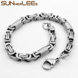Stainless Steel Bracelet Byzantine Link Chain Silver Plated SC64 B