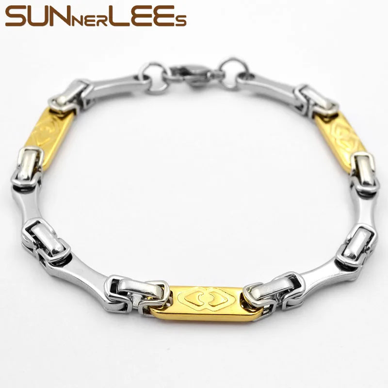 Geometric Link Chain Bracelet Silver Plated Gift SC110 B
