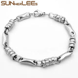 7mm Geometric Link Chain Silver Plated Bracelet Stainless Steel Men Women Gift