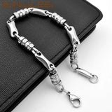 7mm Geometric Link Chain Silver Plated Bracelet Stainless Steel Men Women Gift
