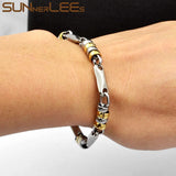 7mm Geometric Link Chain Silver Plated Bracelet Stainless Steel Men Women Gift