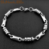 7mm Geometric Link Chain Silver Plated Bracelet Stainless Steel Men Women Gift