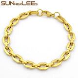 Stainless Steel Link Chain Bracelet Silver Plated 7mm