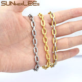 Stainless Steel Link Chain Bracelet Silver Plated 7mm