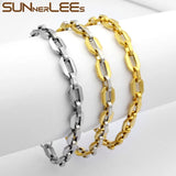 Stainless Steel Link Chain Bracelet Silver Plated 7mm