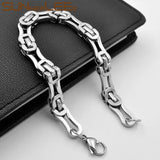 Stainless Steel Bracelet 8mm Box Byzantine Link Chain Silver Plated
