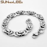 Stainless Steel Bracelet 8mm Box Byzantine Link Chain