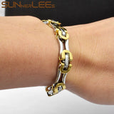 Stainless Steel Bracelet 8mm Box Byzantine Link Chain Silver Plated