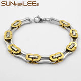 Stainless Steel Bracelet 8mm Box Byzantine Link Chain Silver Plated