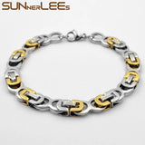 Stainless Steel Bracelet 8mm Box Byzantine Link Chain