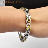 Stainless Steel Bracelet 8mm Box Byzantine Link Chain