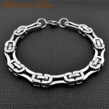 Stainless Steel Bracelet 8mm Box Byzantine Link Chain Silver Plated