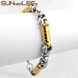 Stainless Steel Geometric Link Chain Bracelet Silver Plated SC121