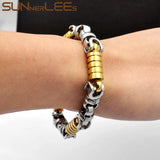 Stainless Steel Geometric Link Chain Bracelet Silver Plated SC121