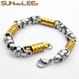 Stainless Steel Geometric Link Chain Bracelet Silver Plated SC121