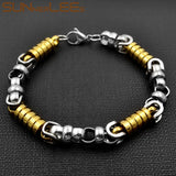 Stainless Steel Geometric Link Chain Bracelet Silver Plated SC121