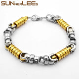 Stainless Steel Geometric Link Chain Bracelet Silver Plated SC121