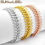 Rose Bracelet 13mm Link Chain Fishbone for Men Women