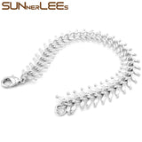 Rose Bracelet 13mm Link Chain Fishbone for Men Women