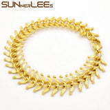 Rose Bracelet 13mm Link Chain Fishbone for Men Women