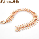 Rose Bracelet 13mm Link Chain Fishbone for Men Women