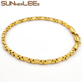 Rose Bracelet 3mm Box Chain for Mens Womens Gift