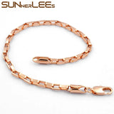 3mm Box Link Chain Rose Bracelet for Men Women