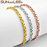 Rose Bracelet 3mm Box Chain for Mens Womens Gift