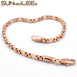 Rose Bracelet 3mm Box Chain for Mens Womens Gift