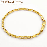 3mm Box Link Chain Rose Bracelet for Men Women