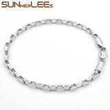 3mm Box Link Chain Rose Bracelet for Men Women