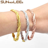 Rose Bracelet 6mm Braided Woven Link Chain