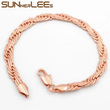 Rose Bracelet 6mm Braided Woven Link Chain